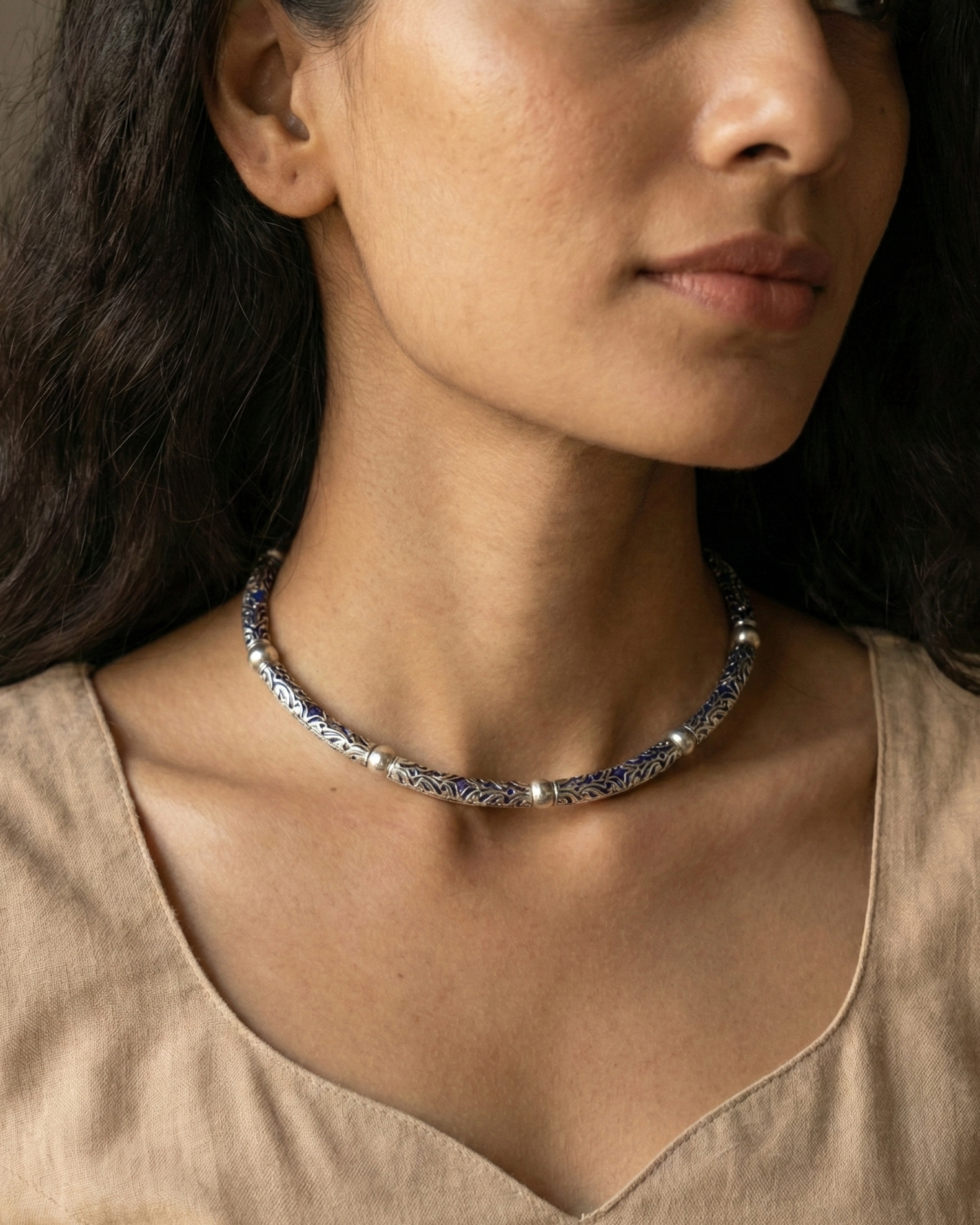 Neel Silver Choker Set