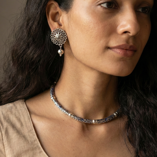 Neel Silver Choker Set