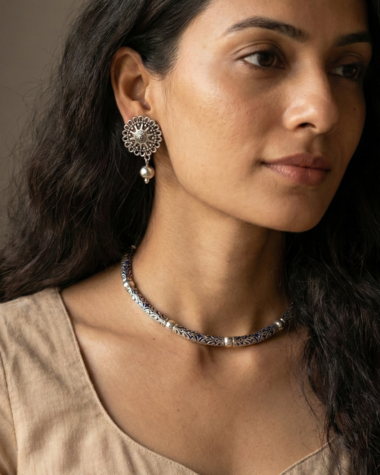 Neel Silver Choker Set