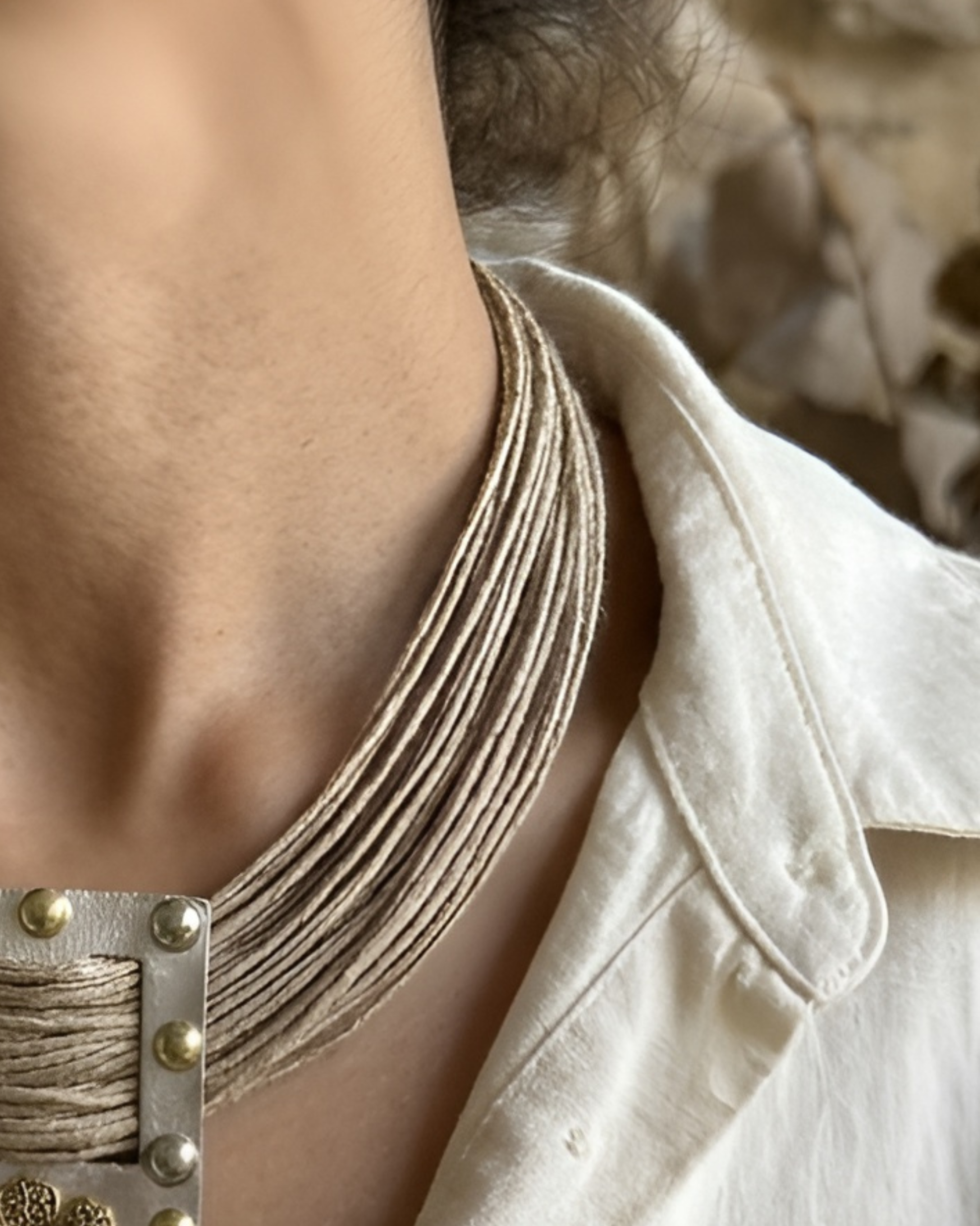 Niraja Beige Jute Necklace