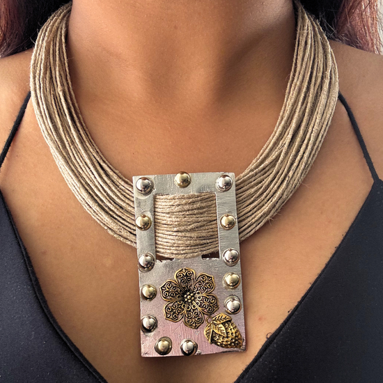 Niraja Beige Jute Necklace