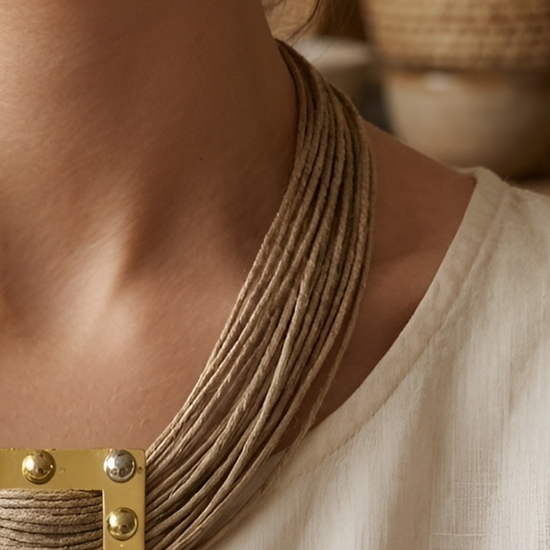 Pankh Beige Jute Necklace
