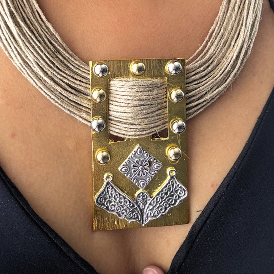 Pankh Beige Jute Necklace