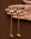 Pavitra Green Kundan Golden Long Kashmiri Jhumka