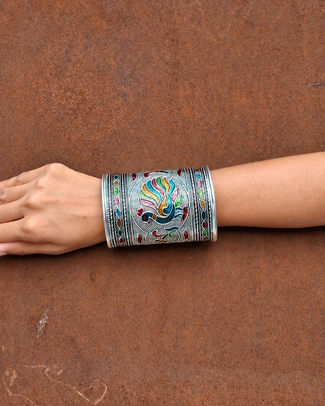 Peacock Oxidised Kada