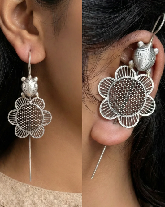 Phool Black Oxidised Earcuff - Set of 2