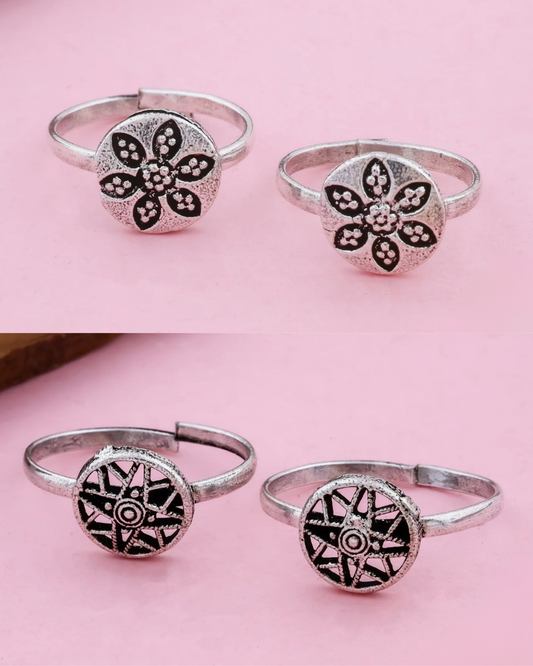 Phool and Nidhi Toe Ring - Combo - Set of 2