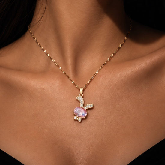Pink Bunny Pendant Necklace