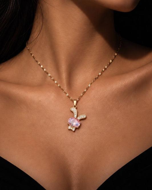 Pink Bunny Pendant Necklace