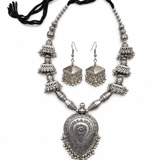 Preet Long Oxidised Necklace Set