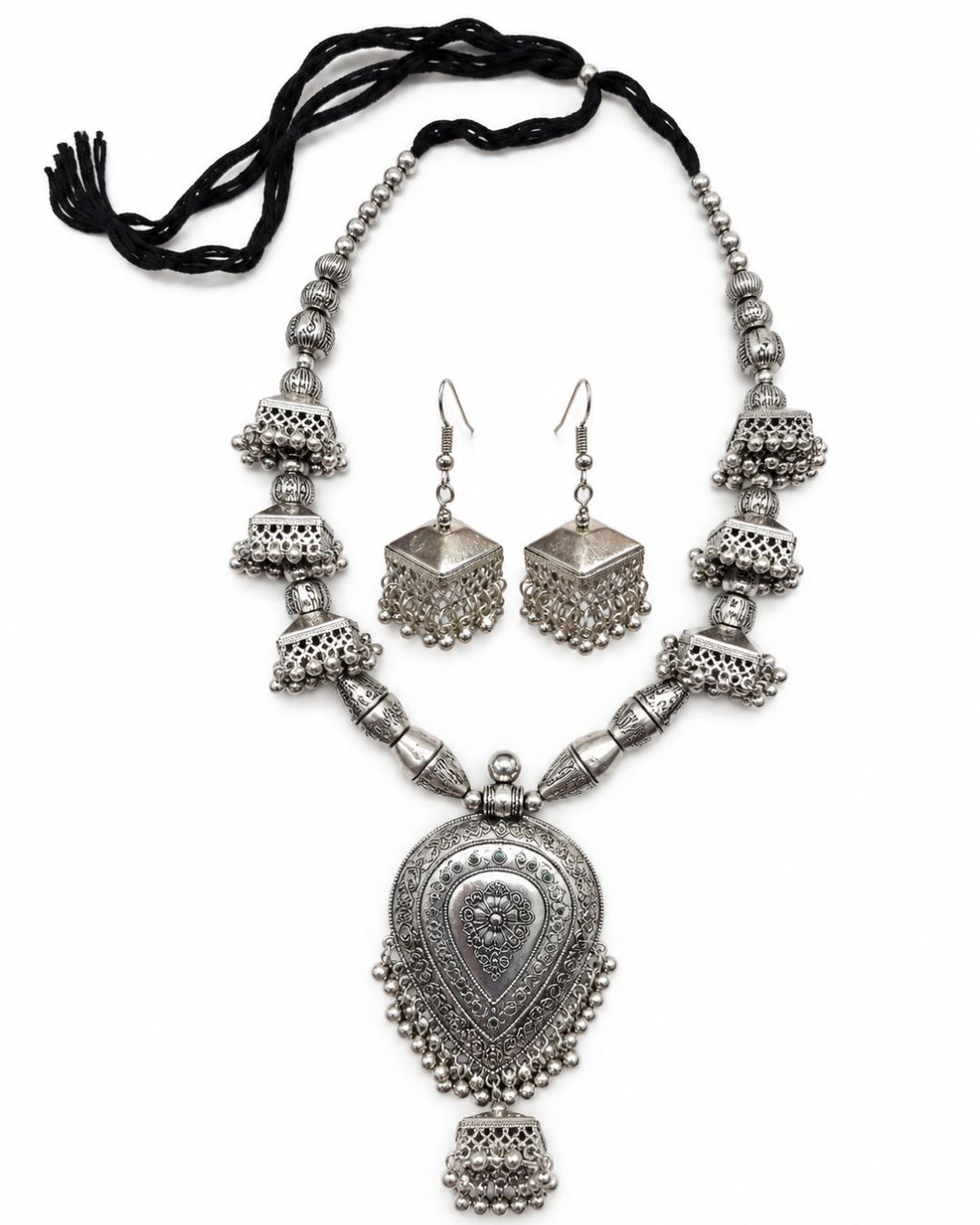 Preet Long Oxidised Necklace Set