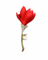Red Diamond and Pearl Blooming Brooch