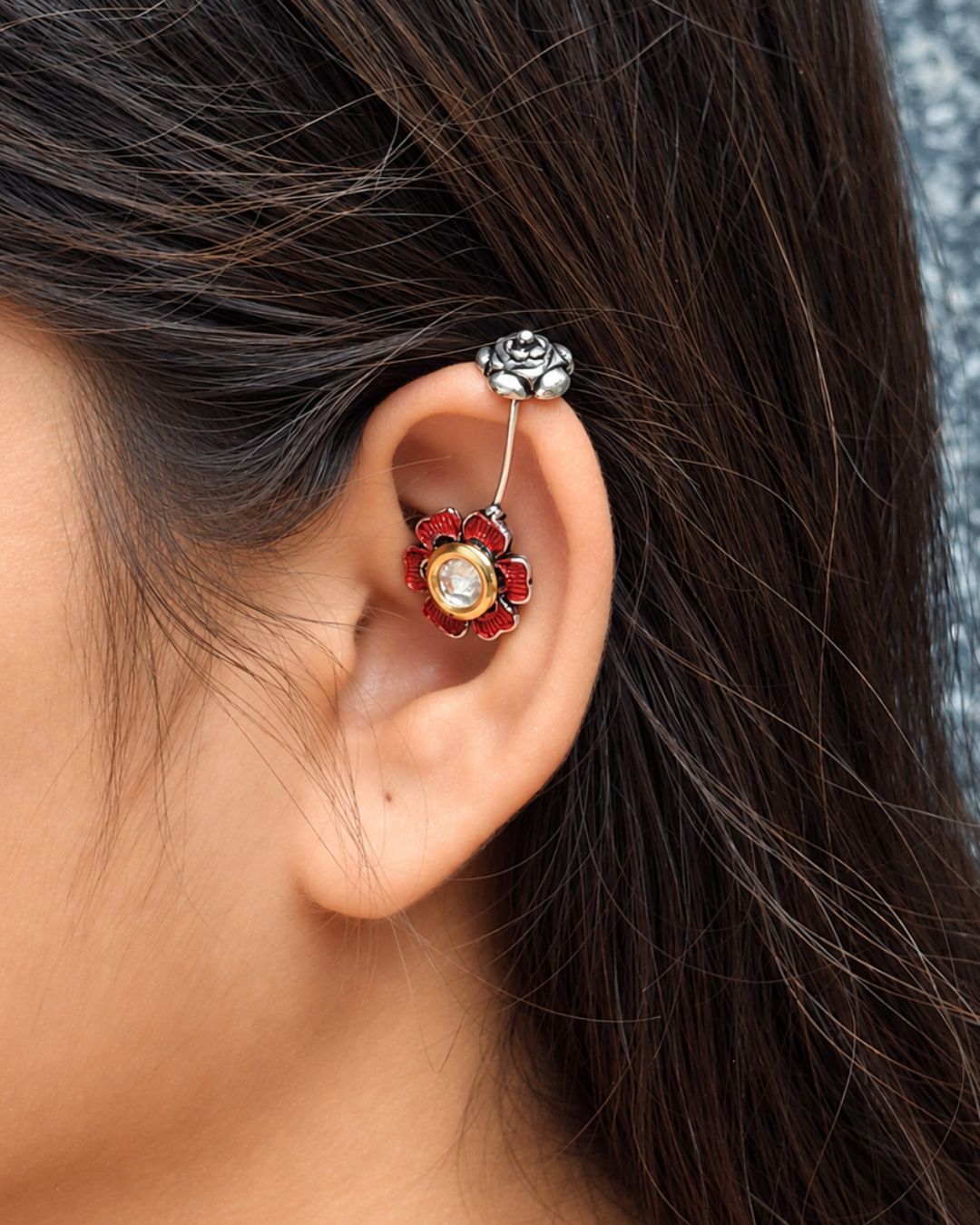 Red Flower Bugadi Studs