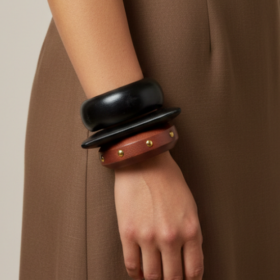 Rust Muse Wooden Bangle Stack - Set of 3