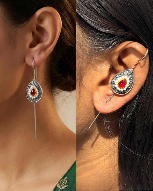 Saraj Kundan Oxidised earrings