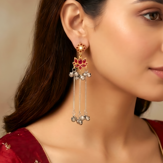 Gulabi Lotus dual-tone kashmiri jhumka