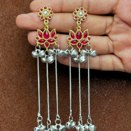Gulabi Lotus dual-tone kashmiri jhumka