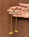 Pavitra Red Kundan Golden Long Kashmiri Jhumka