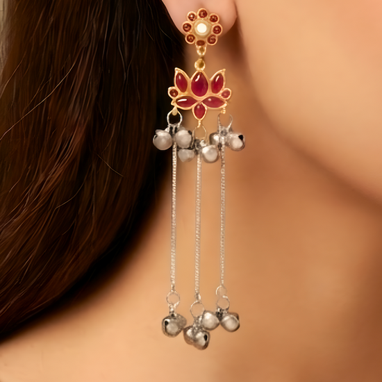 Gulabi Lotus dual-tone kashmiri jhumka