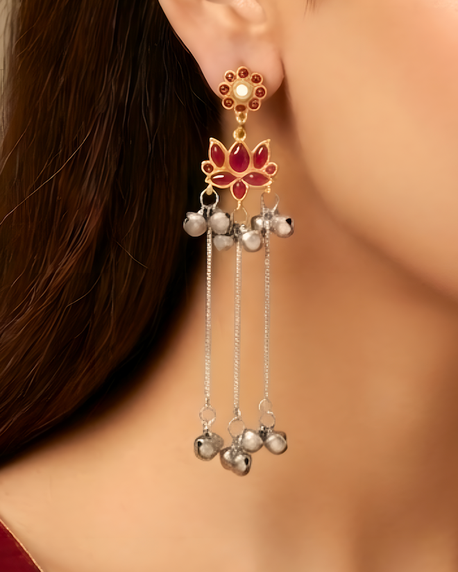 Gulabi Lotus dual-tone kashmiri jhumka