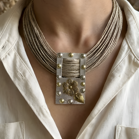 Niraja Beige Jute Necklace