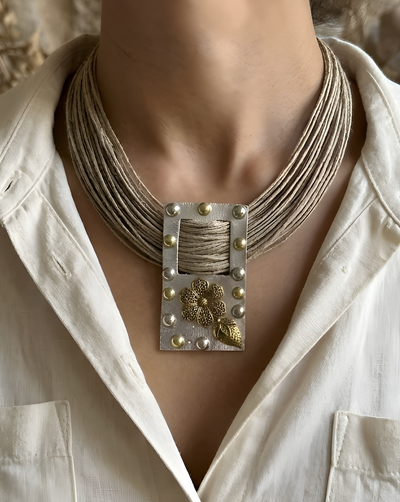 Niraja Beige Jute Necklace