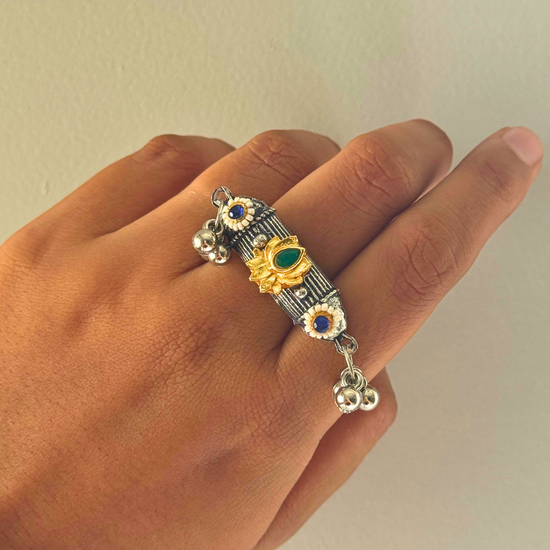 Shalini Oxidised Kundan Ring