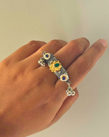 Shalini Oxidised Kundan Ring