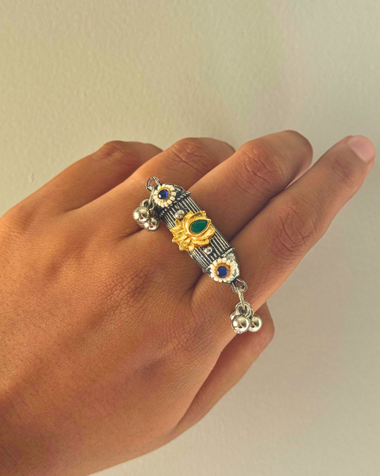 Shalini Oxidised Kundan Ring