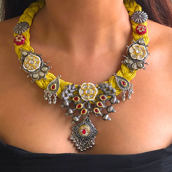 Shanaya Mustard Yellow Jute Necklace