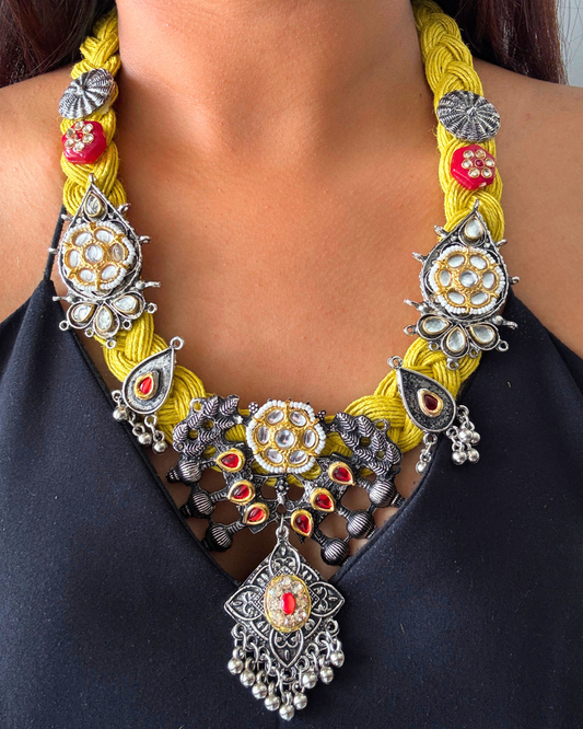 Shanaya Mustard Yellow Jute Necklace