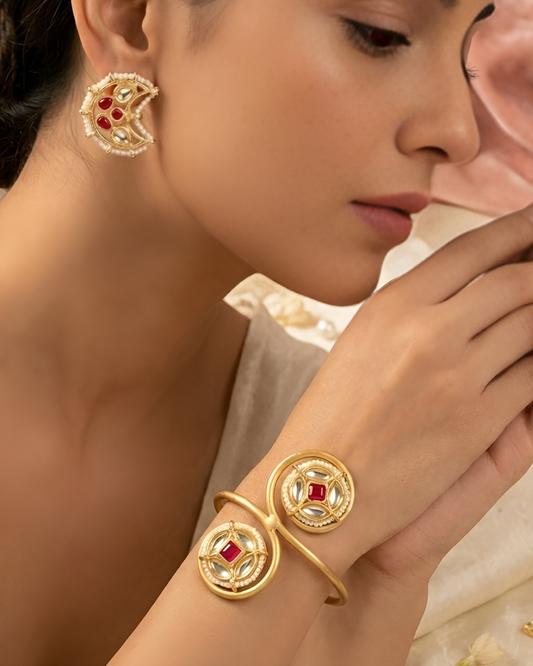 Shazia Combo of earrings and kada