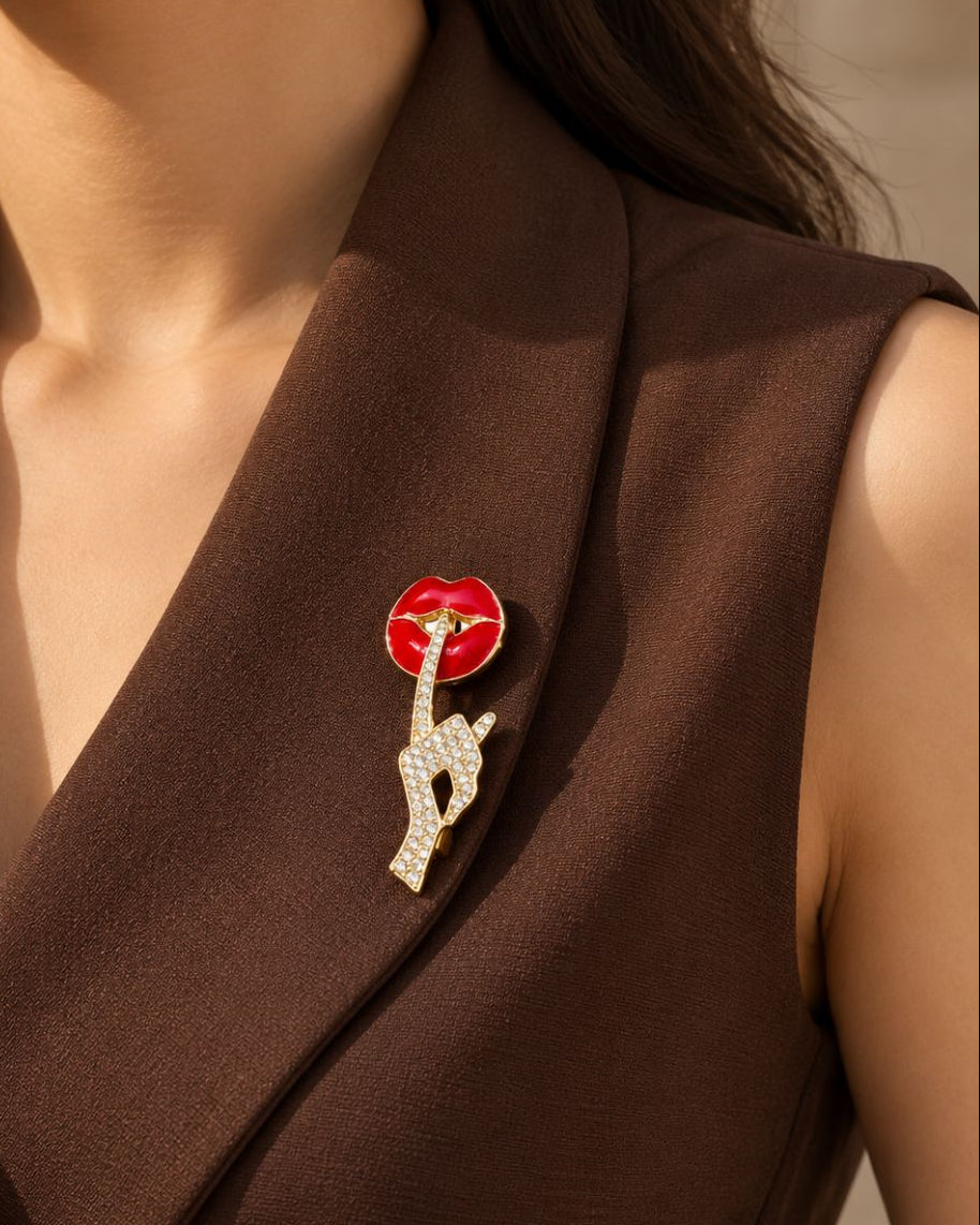 Shut Up Diamond Brooch
