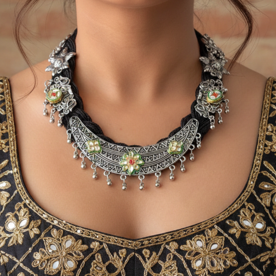 Sumitra Black Jute Necklace