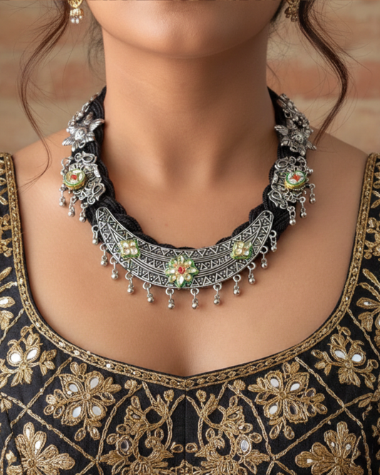 Sumitra Black Jute Necklace