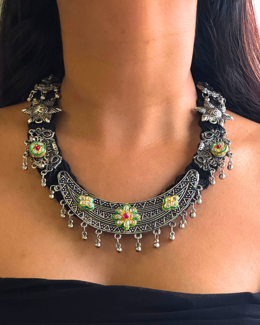 Sumitra Black Jute Necklace