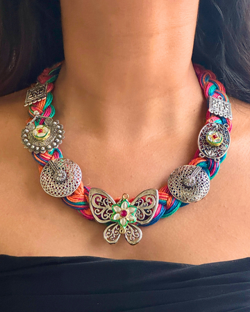 Titli Multicolour Jute Necklace