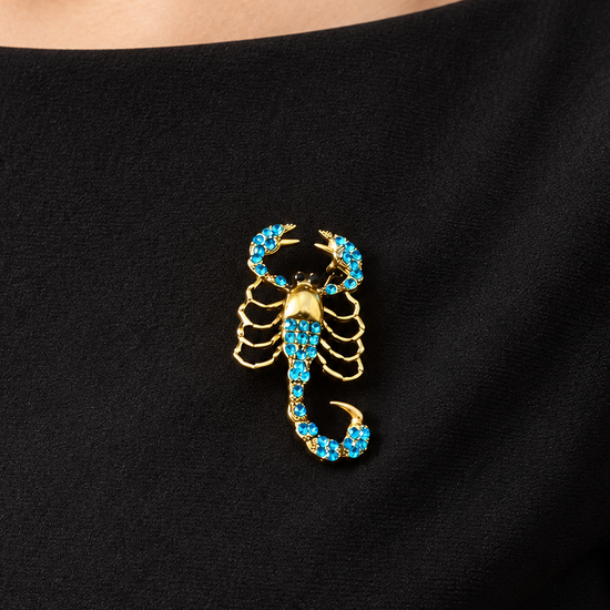 Blue Scorpio Brooch