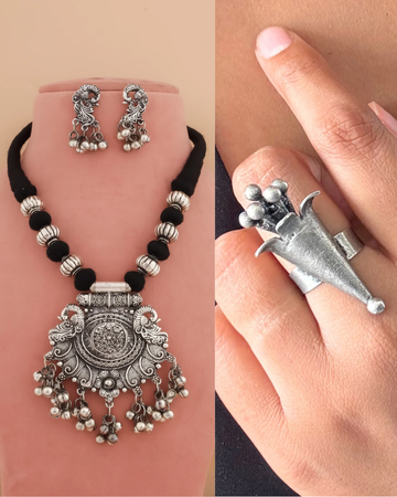 Vidya choker set with ring