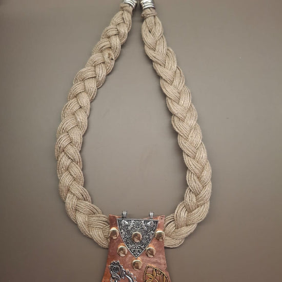 Prakriti Copper Beige Jute Necklace