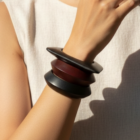 Wild Ember Wooden Bangle Stack - Stack of 3