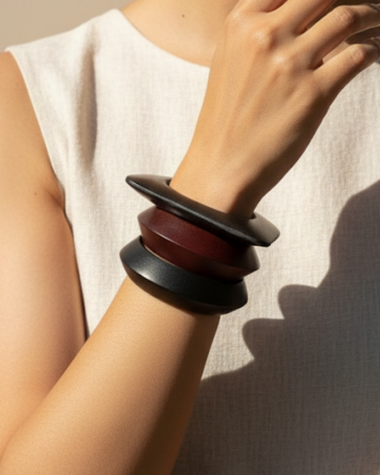 Wild Ember Wooden Bangle Stack - Stack of 3