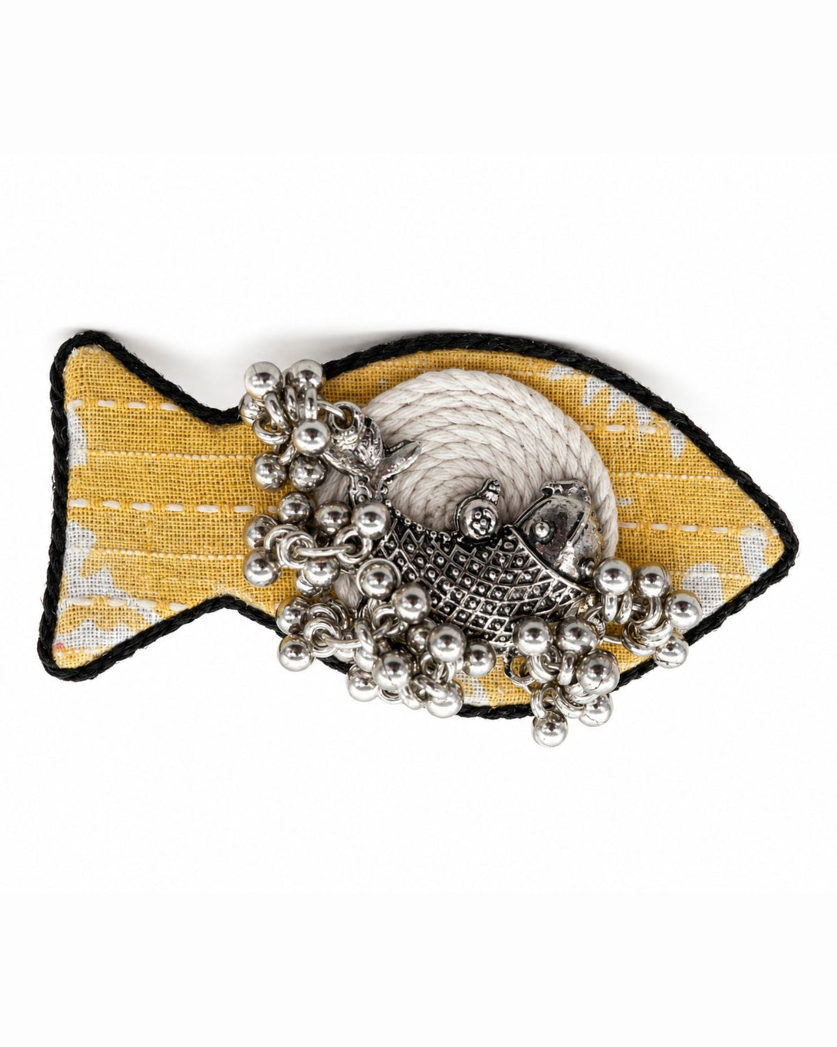 Yellow Ajrakh Fish Ring