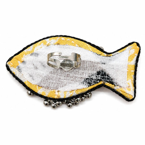 Yellow Ajrakh Fish Ring