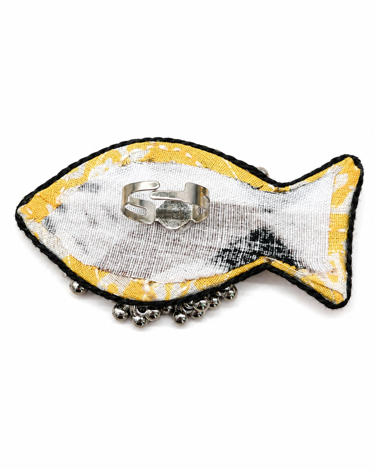 Yellow Ajrakh Fish Ring