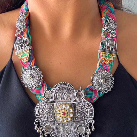 Yogita Multi-colour Jute Necklace