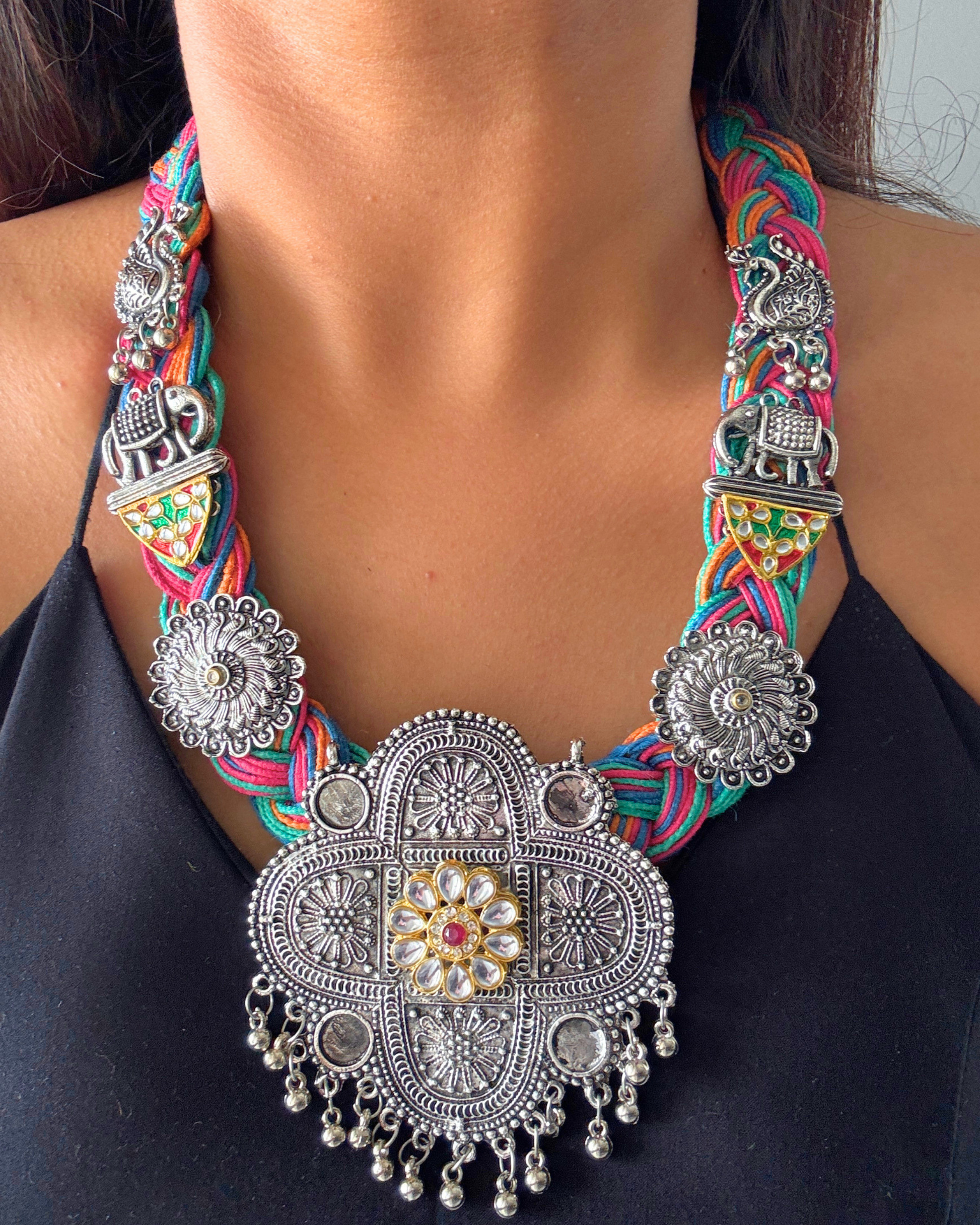 Yogita Multi-colour Jute Necklace