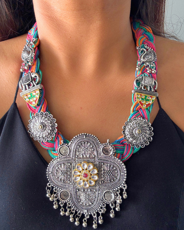 Yogita Multi-colour Jute Necklace