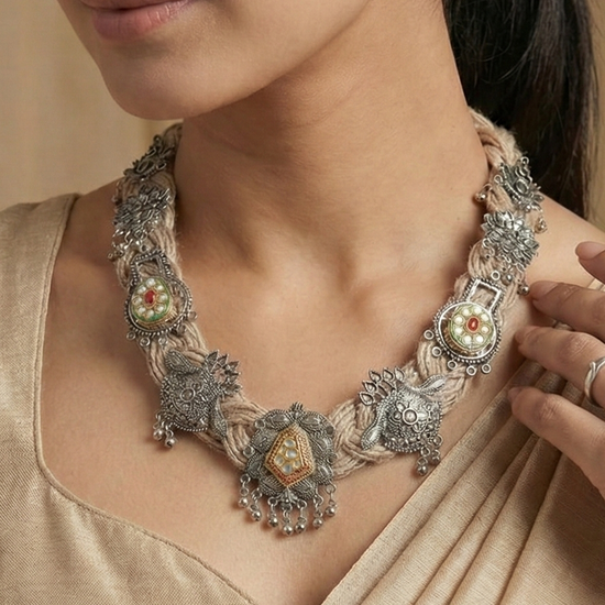 Amani Beige Jute Necklace