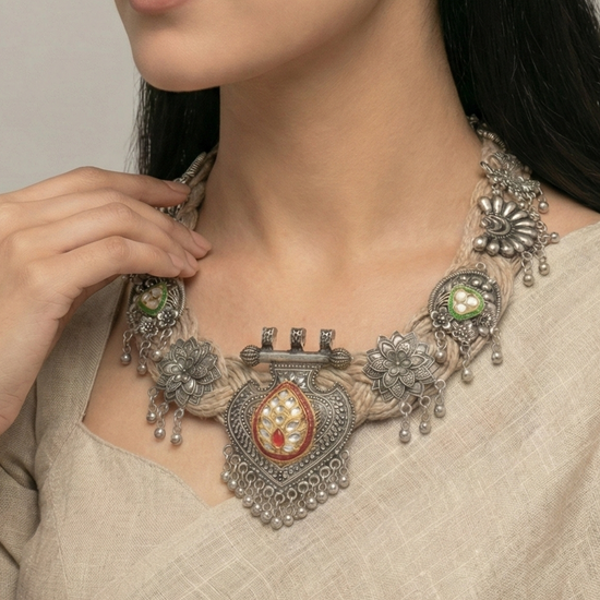 Chetna Beige Jute Necklace